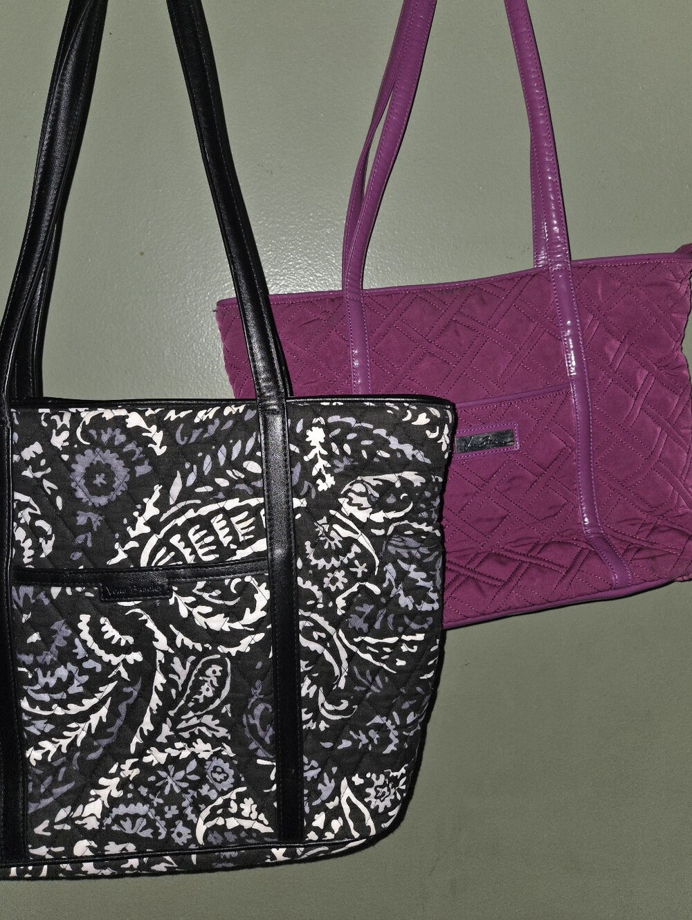 Black & White Patterned and Pink Quilted Tote Bags